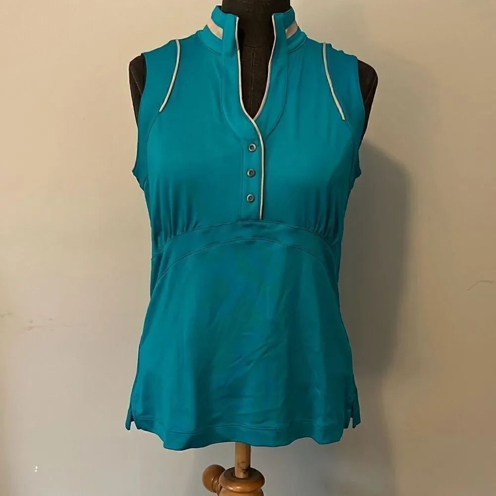 Tail Tech Women's Blue Sleeveless Collared Golf Activewear Tank Top